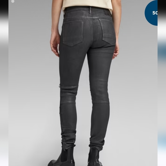 G-Star Raw 1914 3D Skinny Casual Jean Coated Black Womens 29/30 - Picture 2 of 12